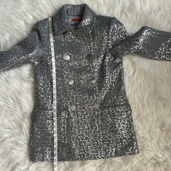 Alice + Olivia “Teagler” Silver Sequin Coat Size S - Picture 13 of 15